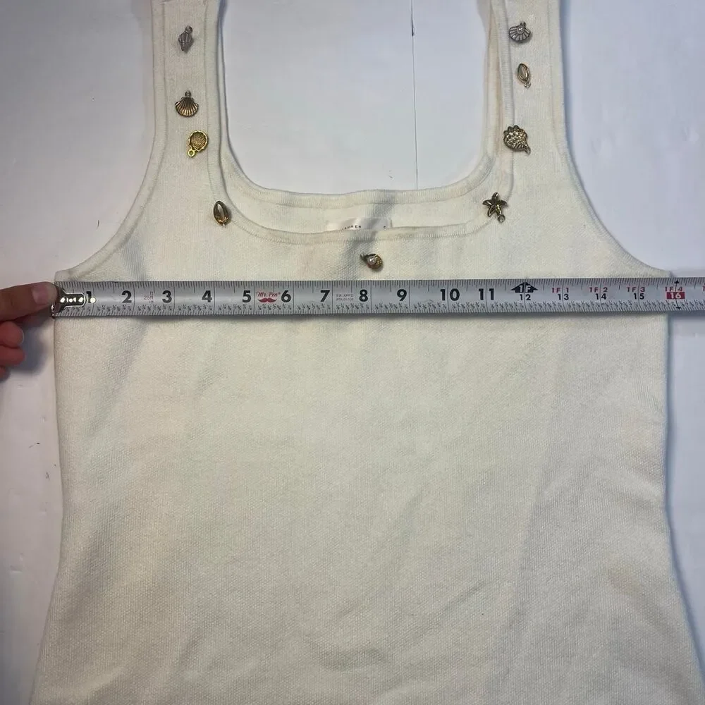 Lauren Conrad Cream Tank Top Gold Starfish & Shell Women’s S Nautical